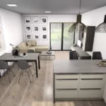 Drevostavba Easy 69 obývacia izba s kuchyňou